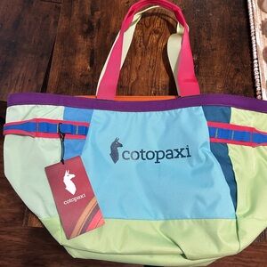 Cotopaxi Colorful Tote Bag with Blue and Green Accents